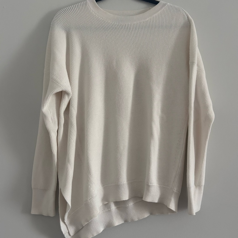 Athleta Women's Ivory Crew Neck Asymmetrical Sweater